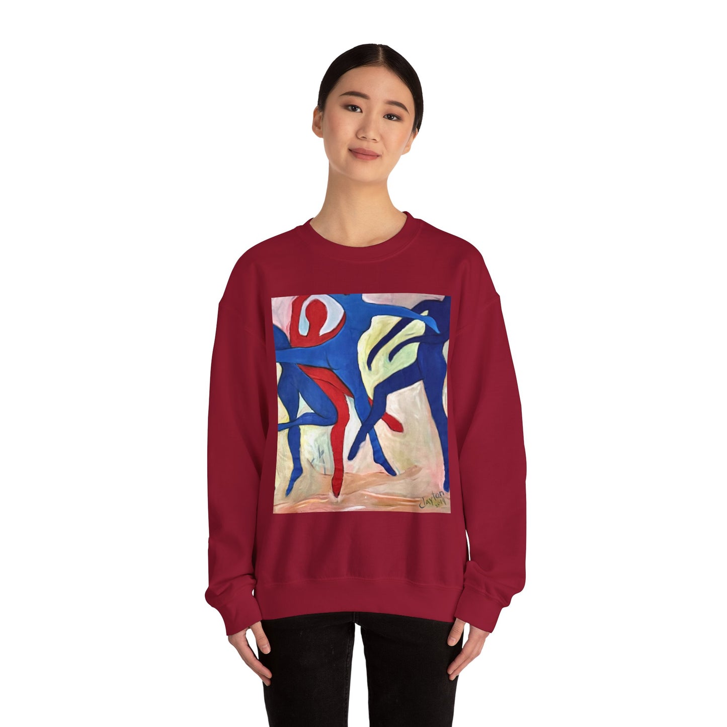 Dancer Art Crewneck Sweatshirt - Vibrant Abstract Painting by Alvin Clayton