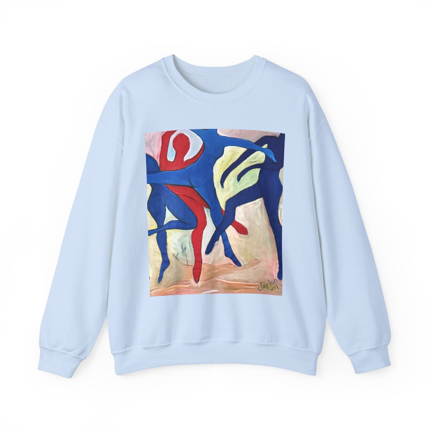 Dancer Art Crewneck Sweatshirt - Vibrant Abstract Painting by Alvin Clayton