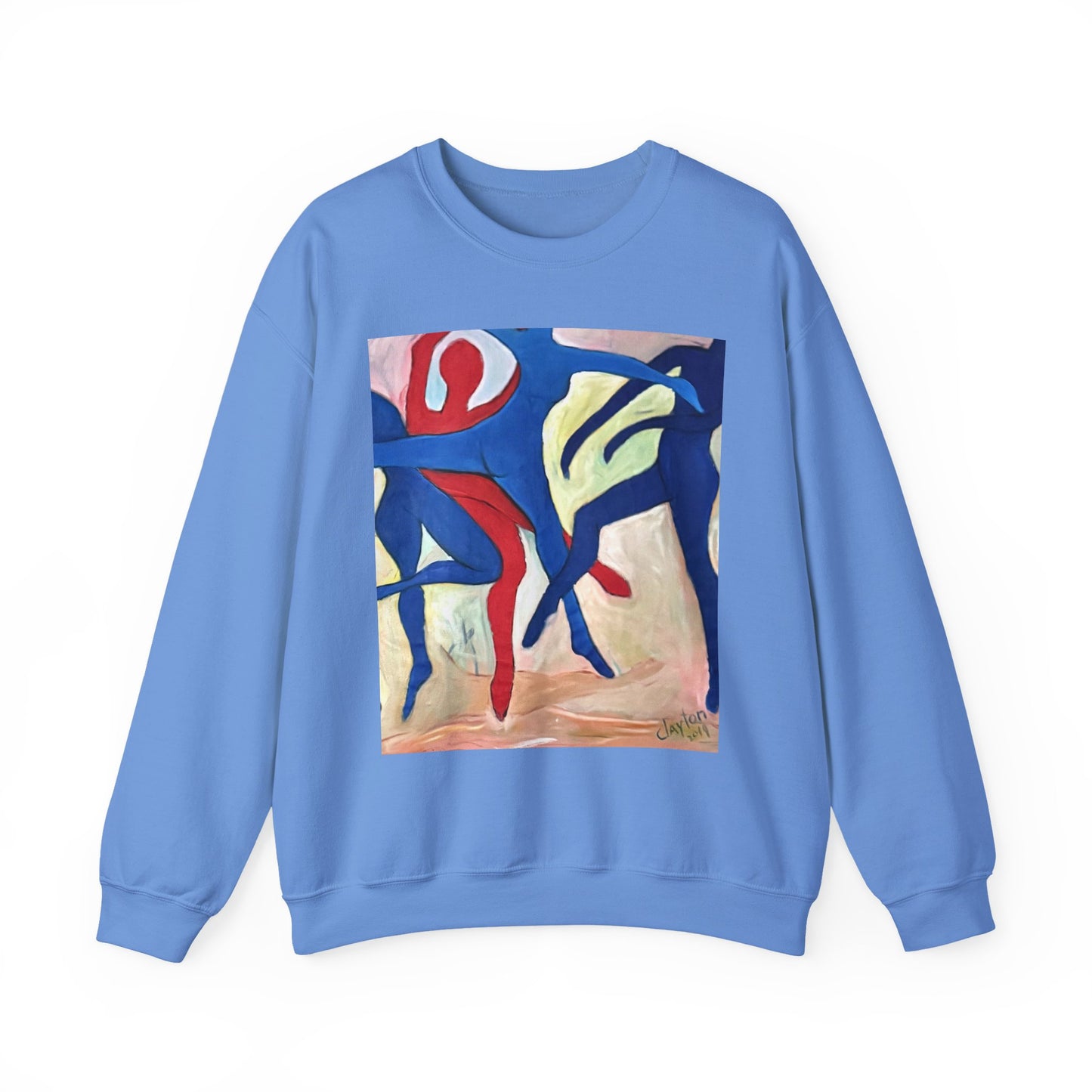 Dancer Art Crewneck Sweatshirt - Vibrant Abstract Painting by Alvin Clayton