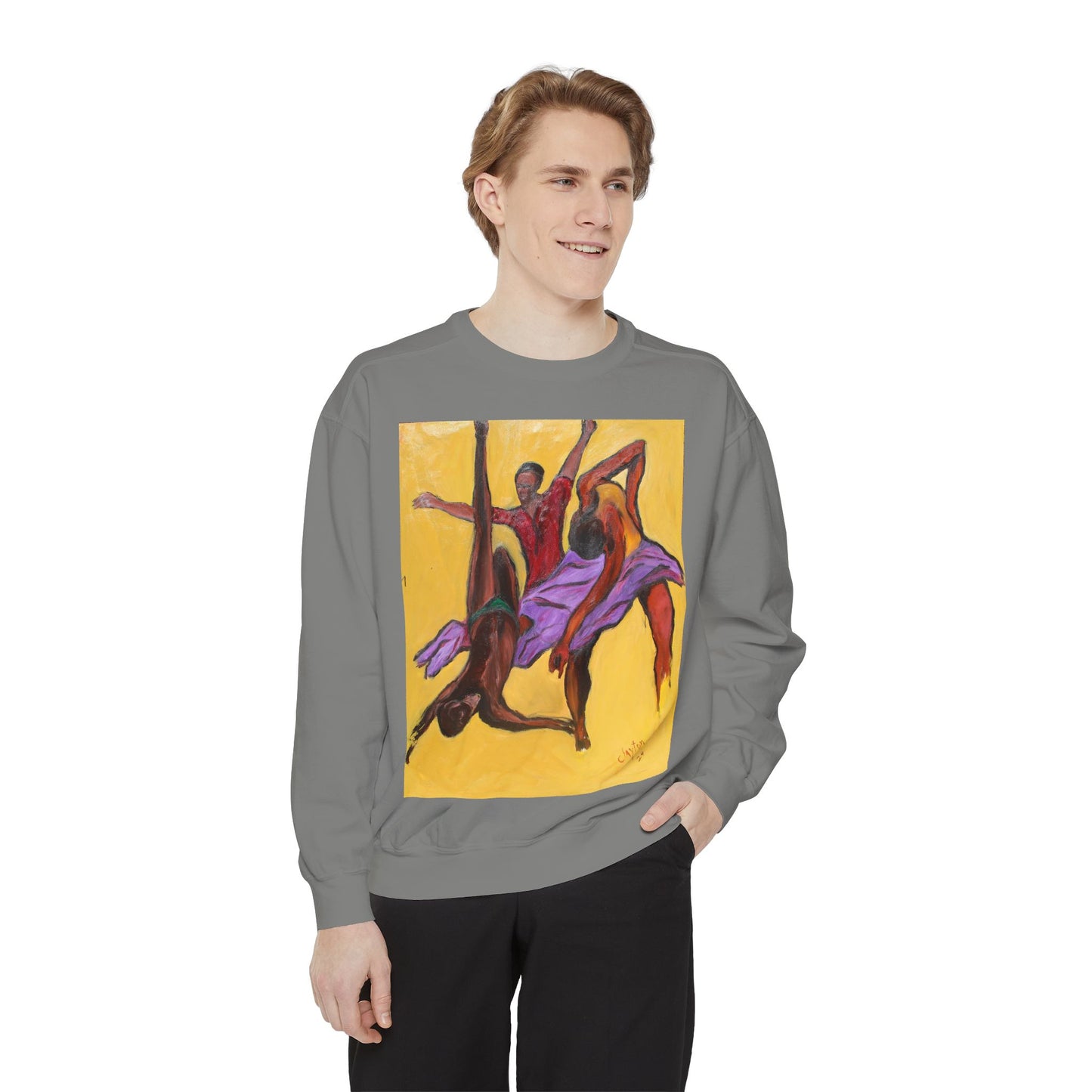 Colorful Abstract Art Crewneck Sweatshirt - The Power of Dance I by Alvin Clayton