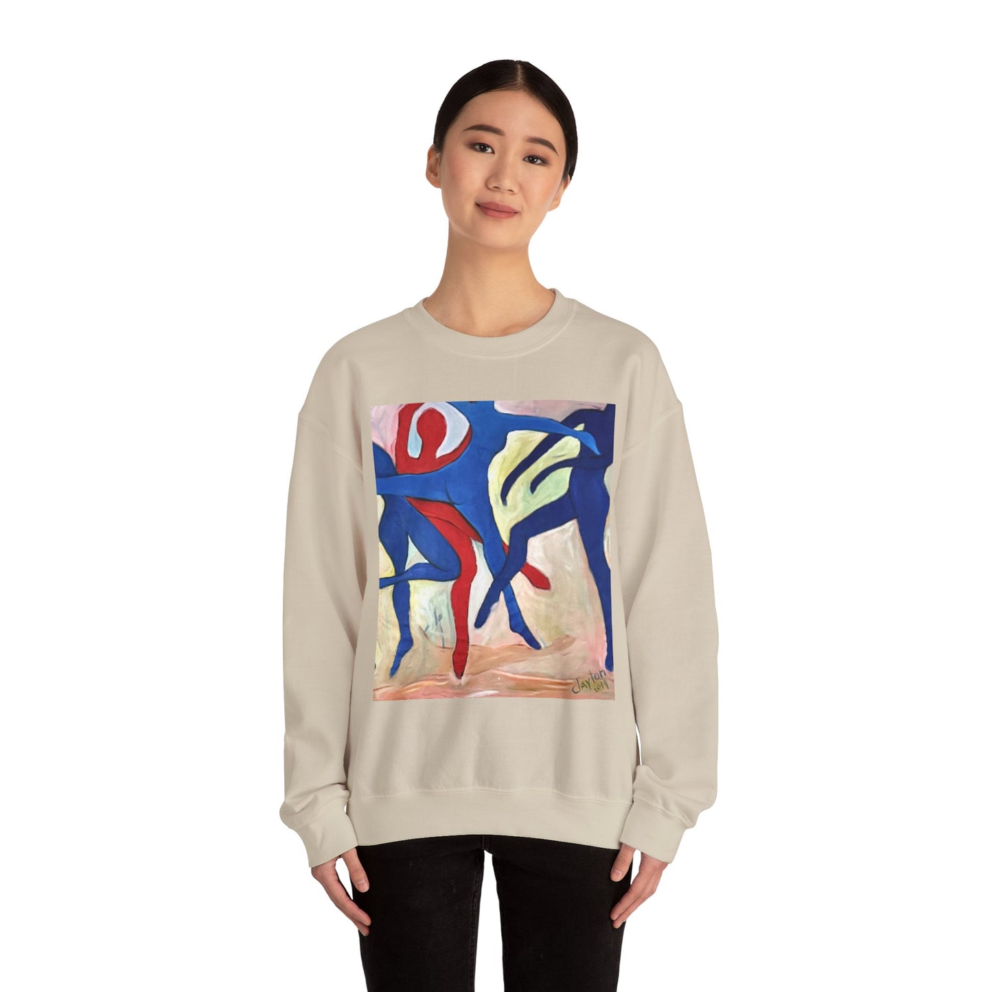 Dancer Art Crewneck Sweatshirt - Vibrant Abstract Painting by Alvin Clayton