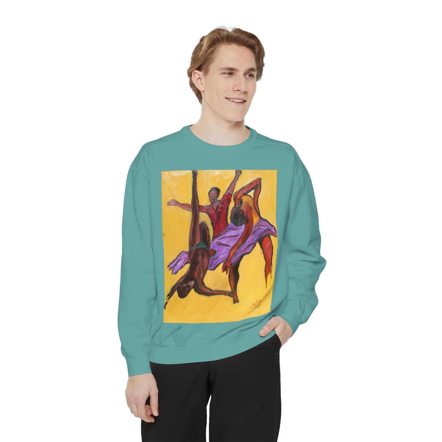 Colorful Abstract Art Crewneck Sweatshirt - The Power of Dance I by Alvin Clayton