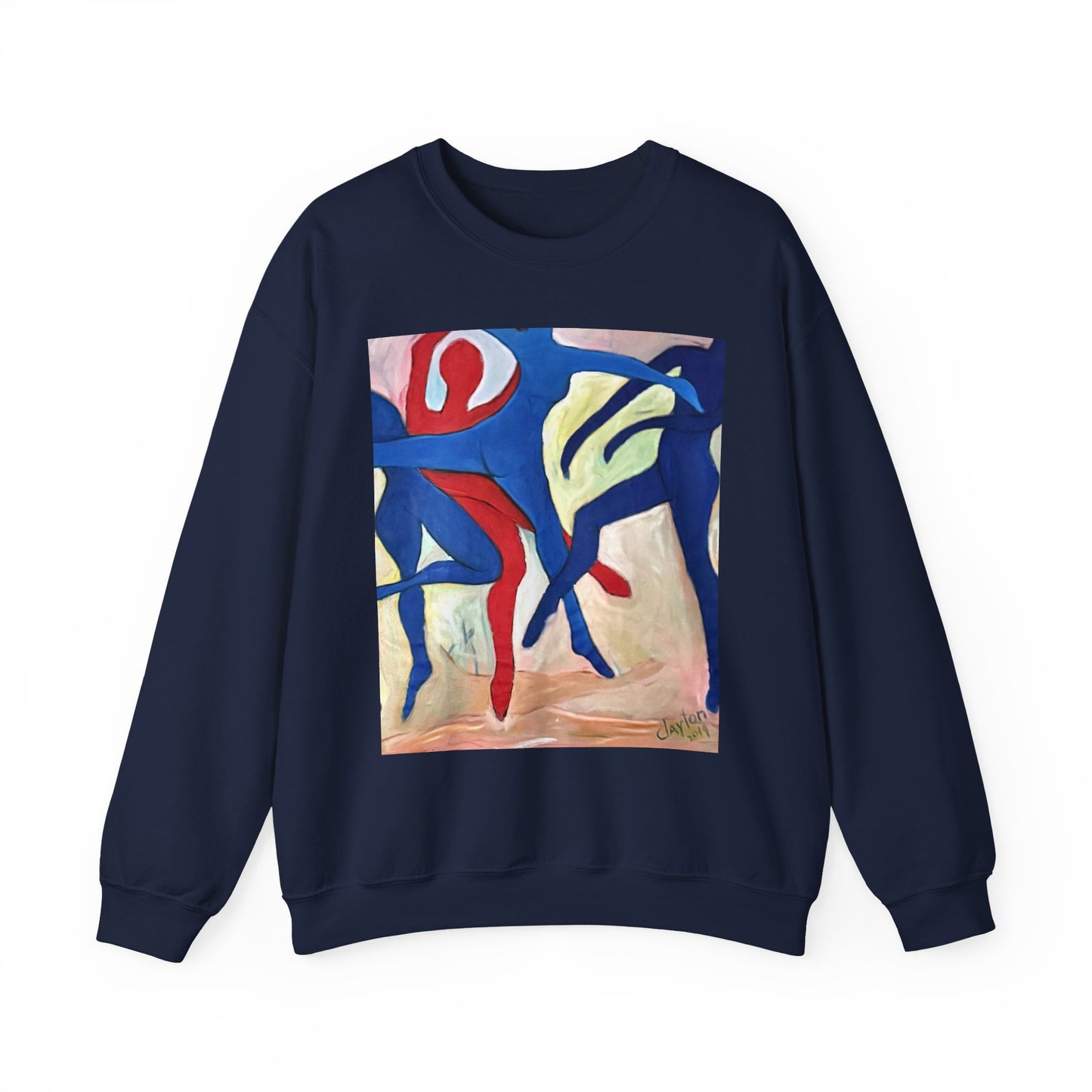 Dancer Art Crewneck Sweatshirt - Vibrant Abstract Painting by Alvin Clayton