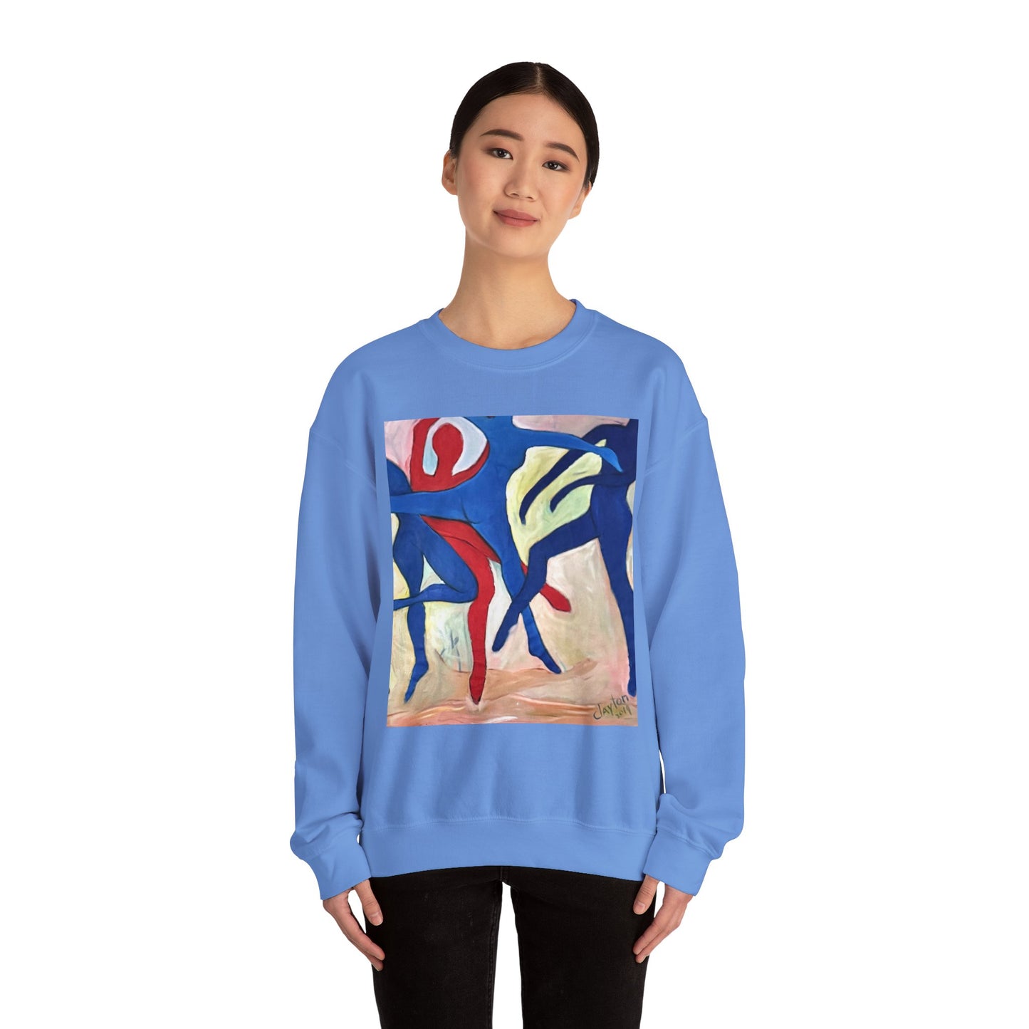 Dancer Art Crewneck Sweatshirt - Vibrant Abstract Painting by Alvin Clayton