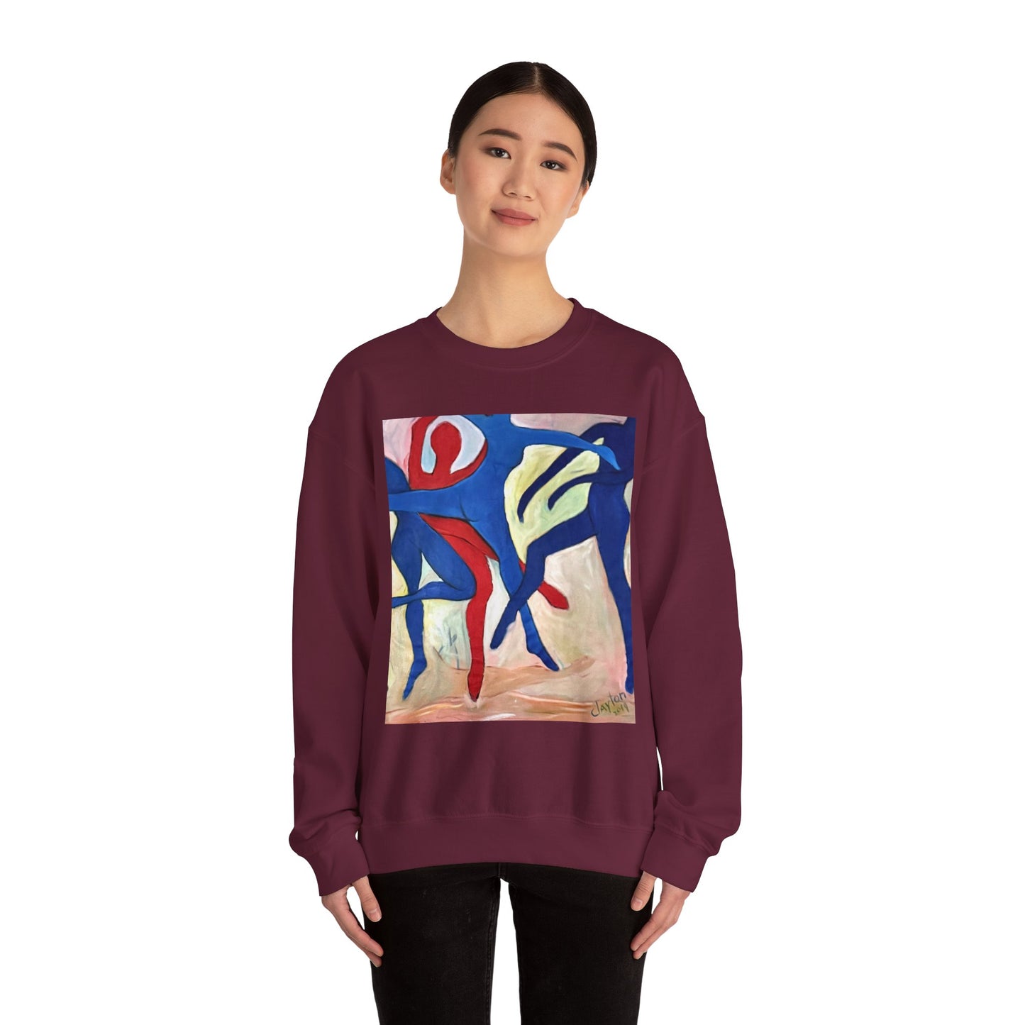 Dancer Art Crewneck Sweatshirt - Vibrant Abstract Painting by Alvin Clayton