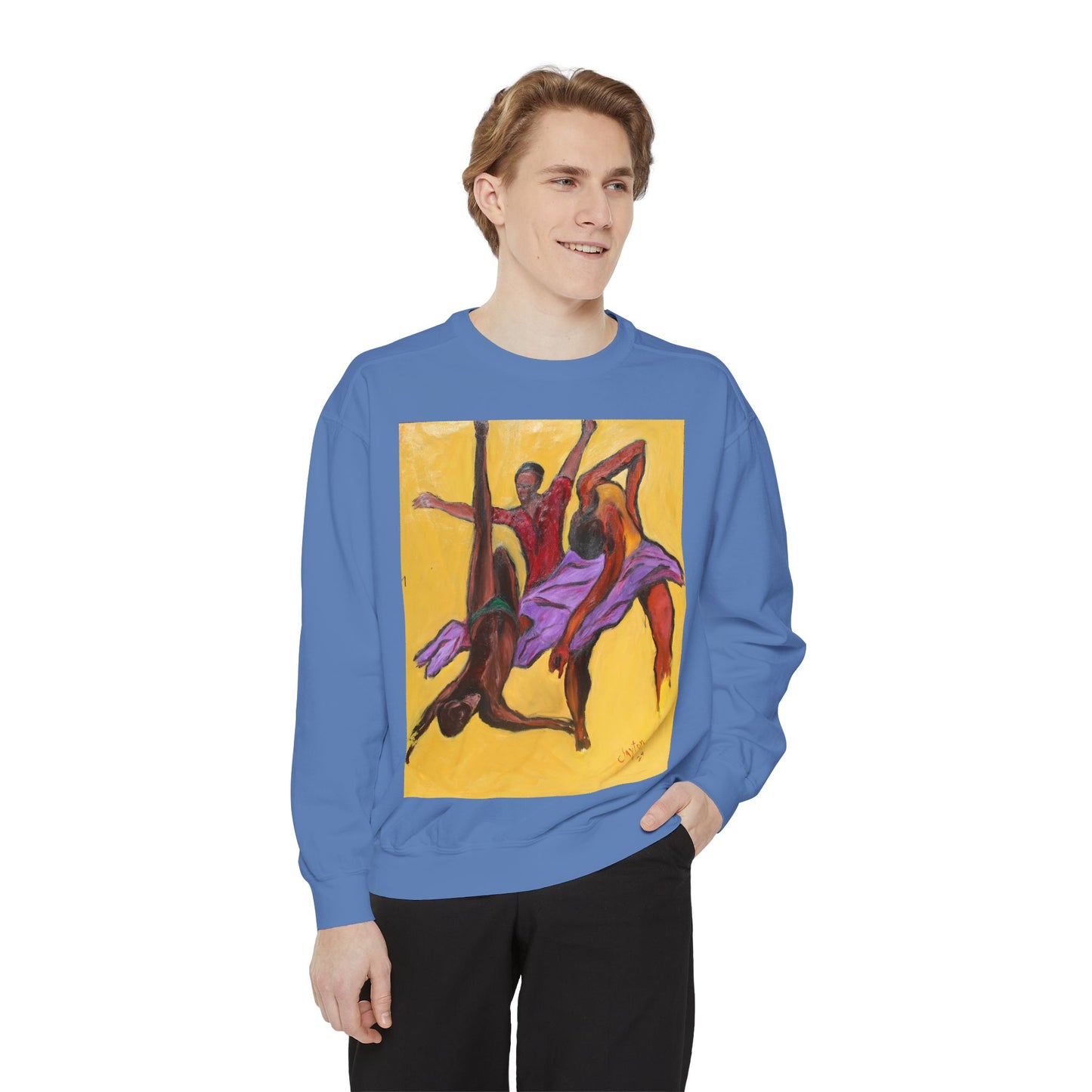 Colorful Abstract Art Crewneck Sweatshirt - The Power of Dance I by Alvin Clayton