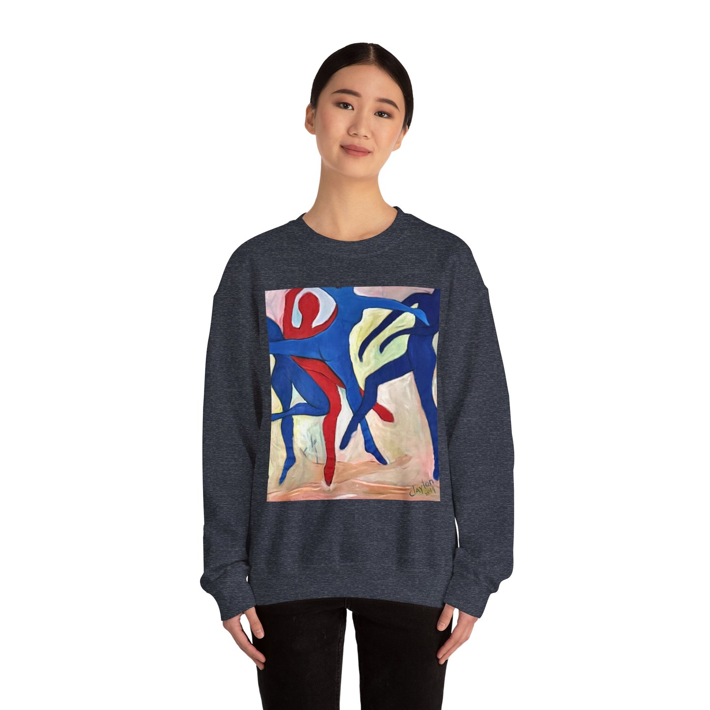 Dancer Art Crewneck Sweatshirt - Vibrant Abstract Painting by Alvin Clayton