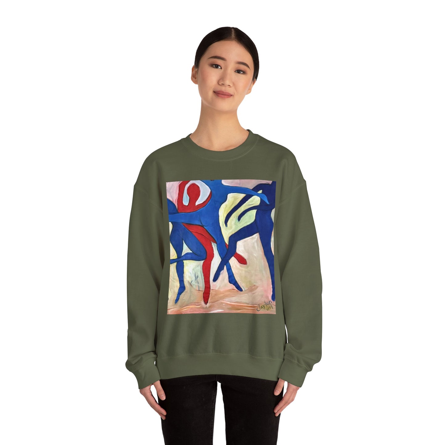 Dancer Art Crewneck Sweatshirt - Vibrant Abstract Painting by Alvin Clayton