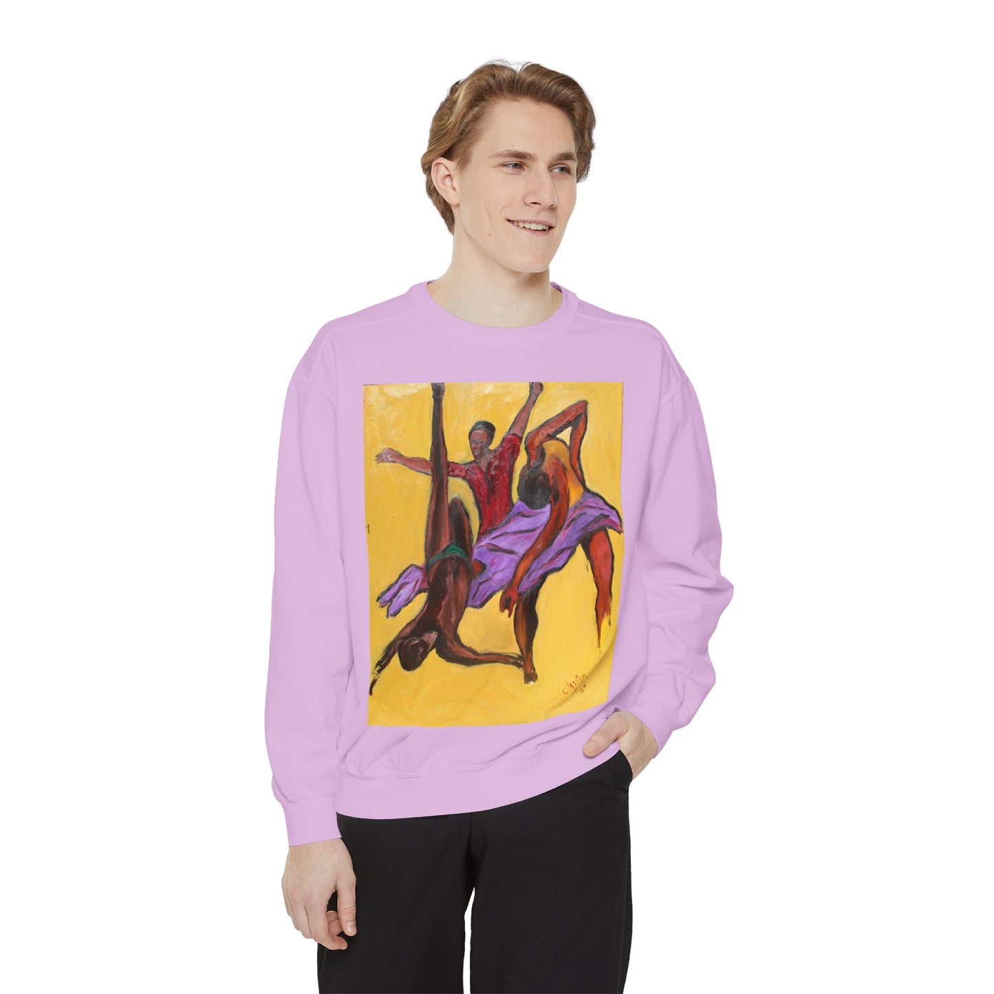 Colorful Abstract Art Crewneck Sweatshirt - The Power of Dance I by Alvin Clayton