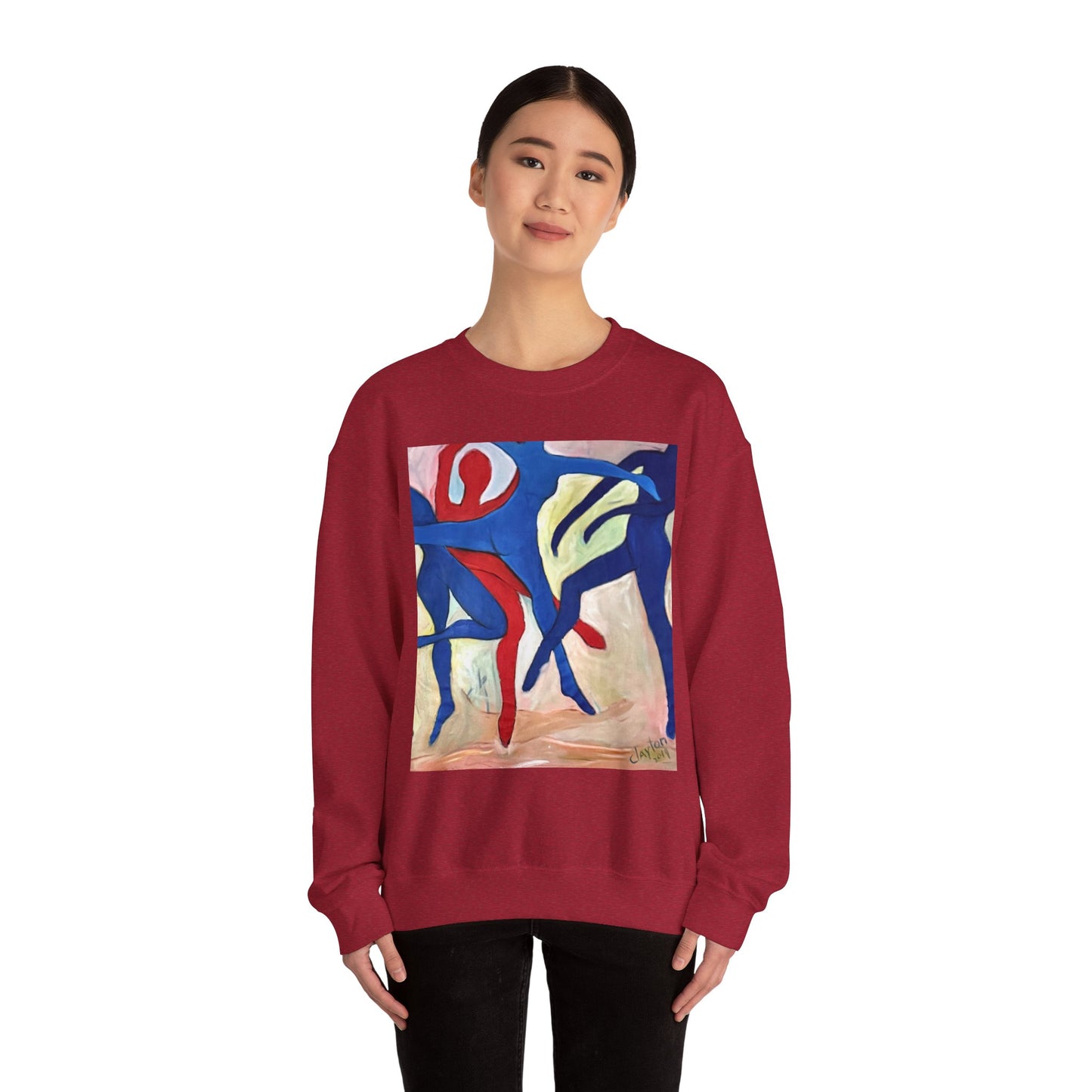 Dancer Art Crewneck Sweatshirt - Vibrant Abstract Painting by Alvin Clayton