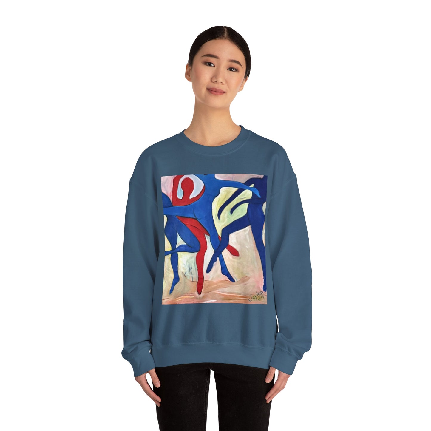Dancer Art Crewneck Sweatshirt - Vibrant Abstract Painting by Alvin Clayton