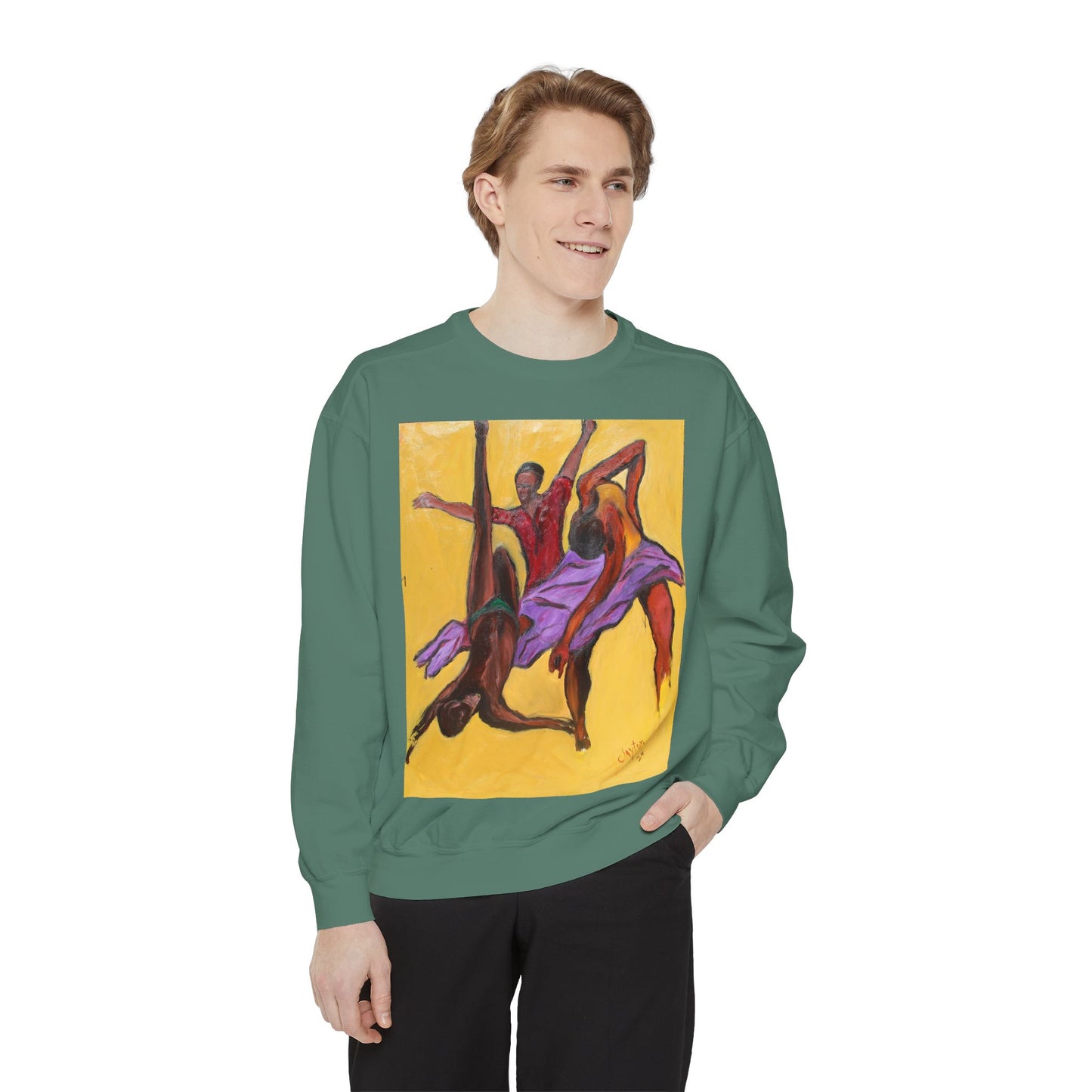 Colorful Abstract Art Crewneck Sweatshirt - The Power of Dance I by Alvin Clayton