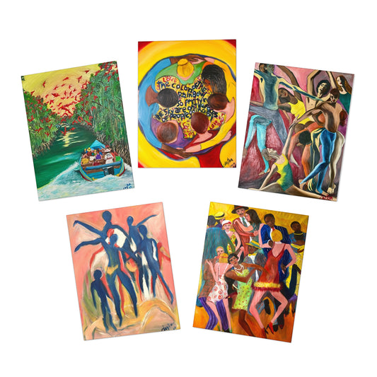 Greeting Cards - Colorful Matisse Inspired Art (5-Pack)