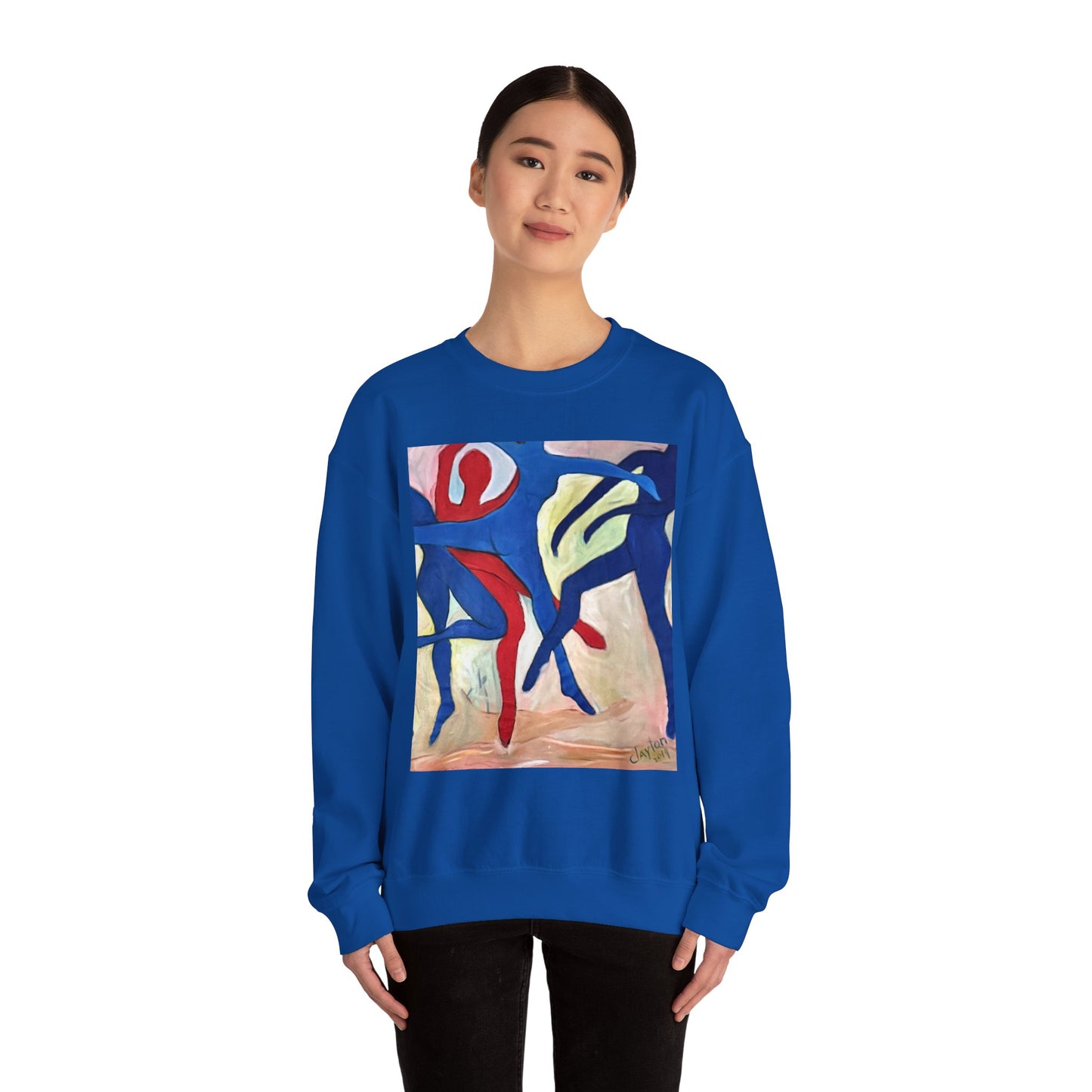 Dancer Art Crewneck Sweatshirt - Vibrant Abstract Painting by Alvin Clayton