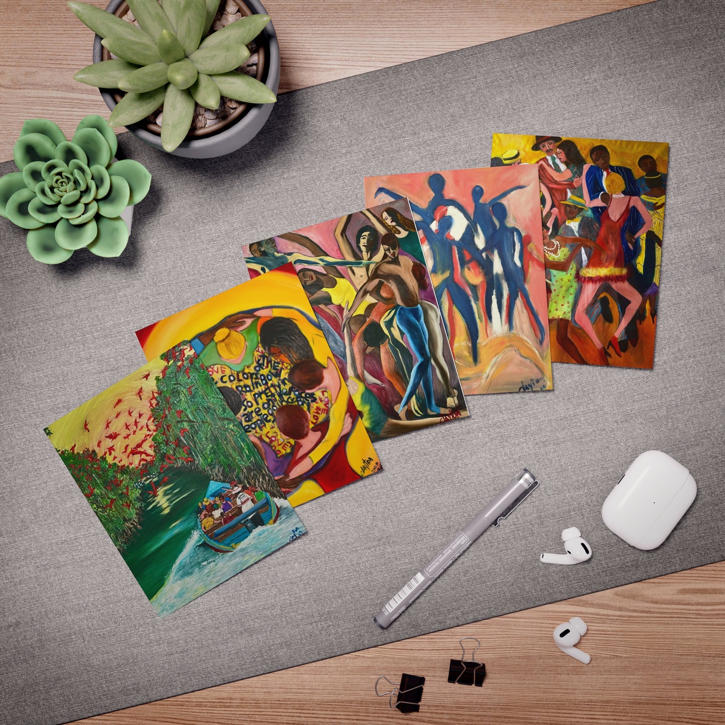 Greeting Cards - Colorful Matisse Inspired Art (5-Pack)