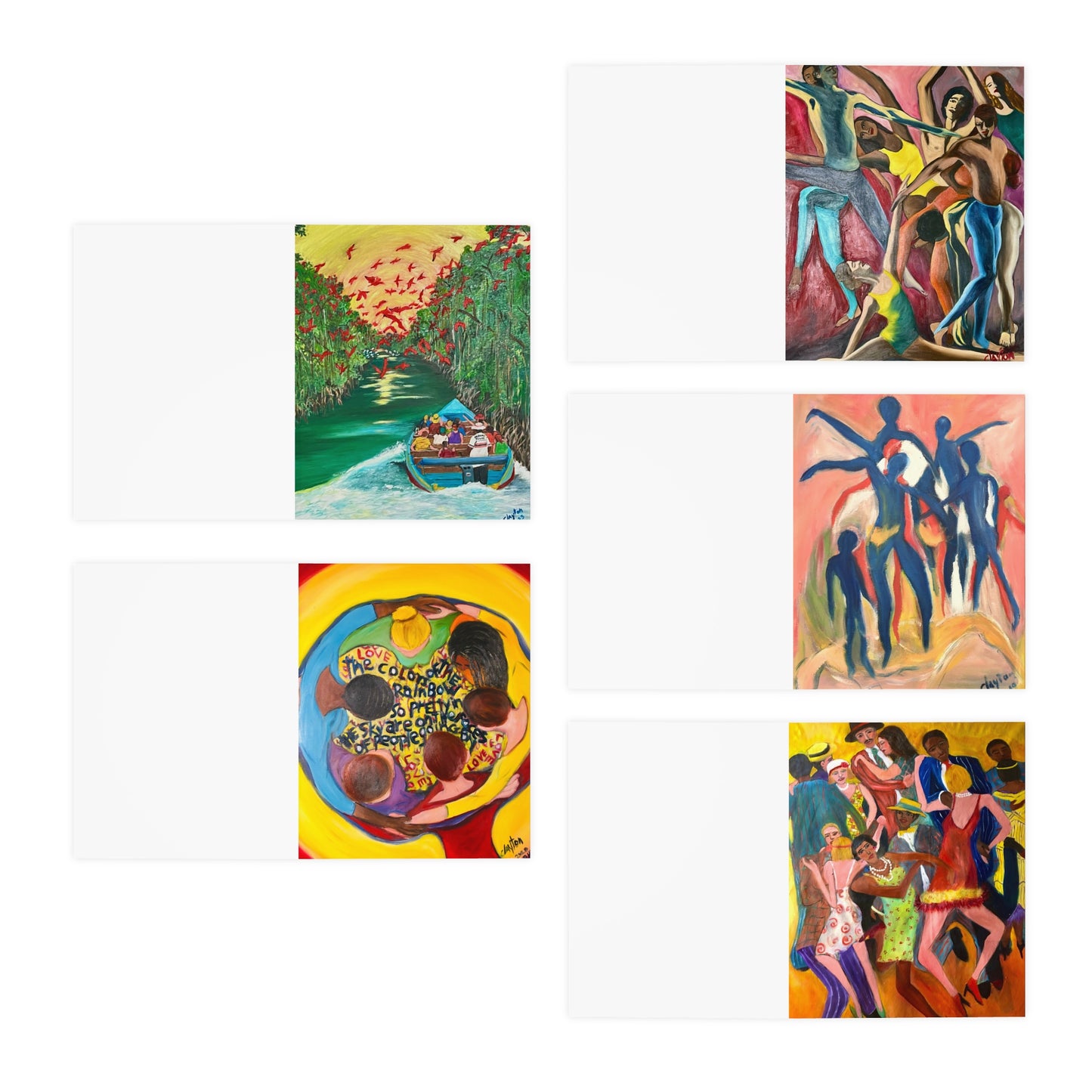 Greeting Cards - Colorful Matisse Inspired Art (5-Pack)