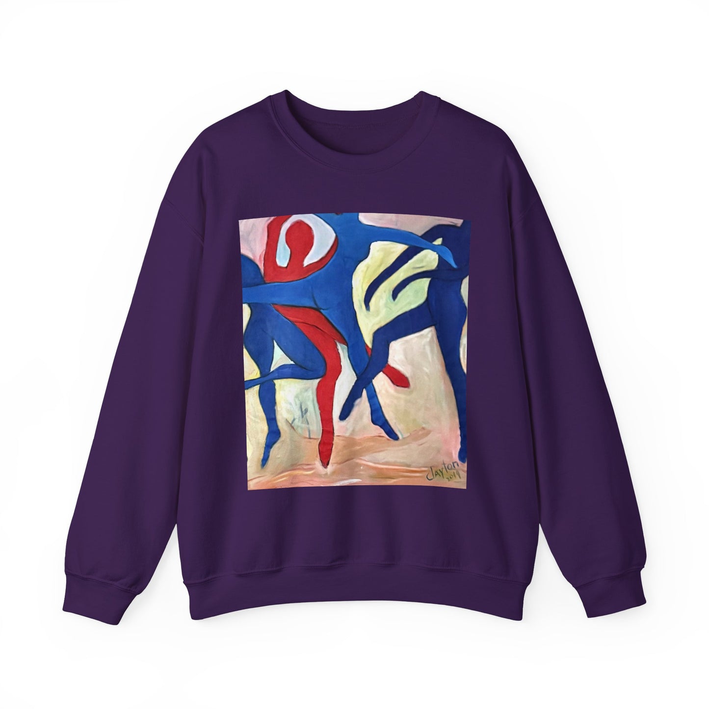 Dancer Art Crewneck Sweatshirt - Vibrant Abstract Painting by Alvin Clayton