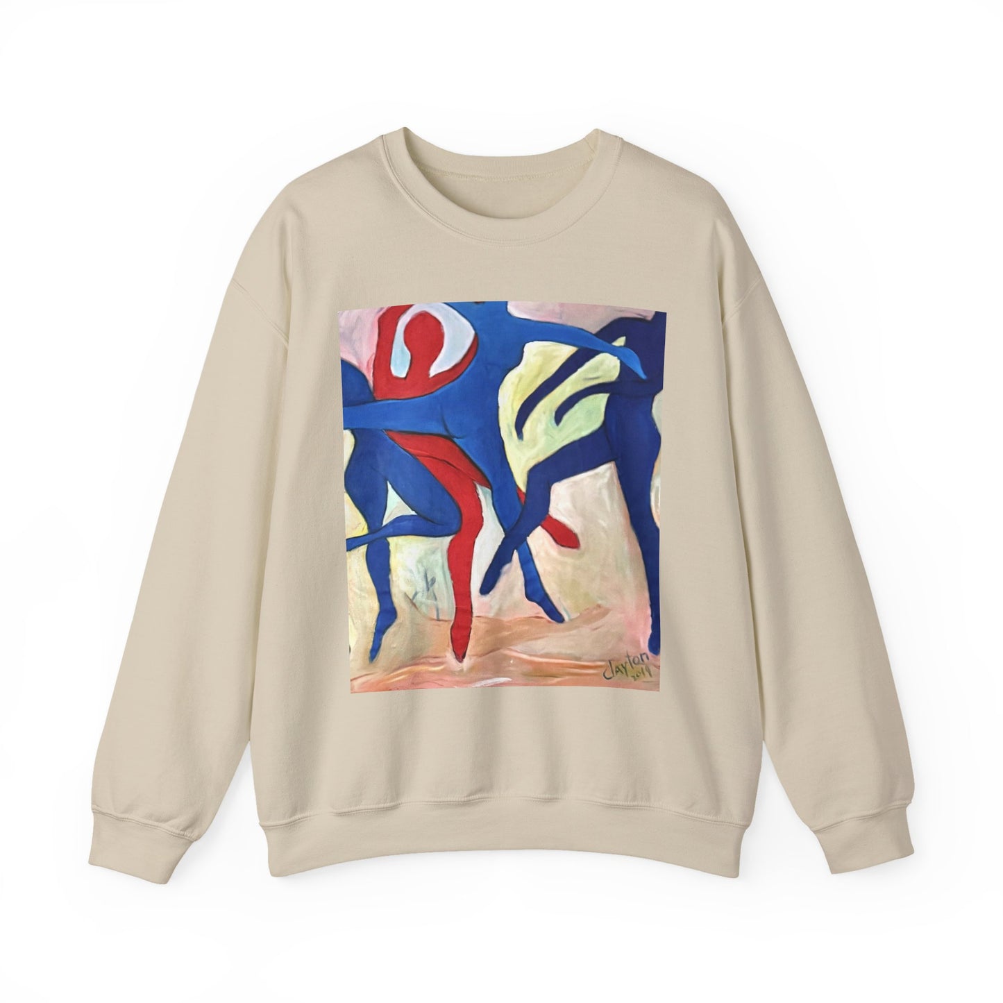 Dancer Art Crewneck Sweatshirt - Vibrant Abstract Painting by Alvin Clayton