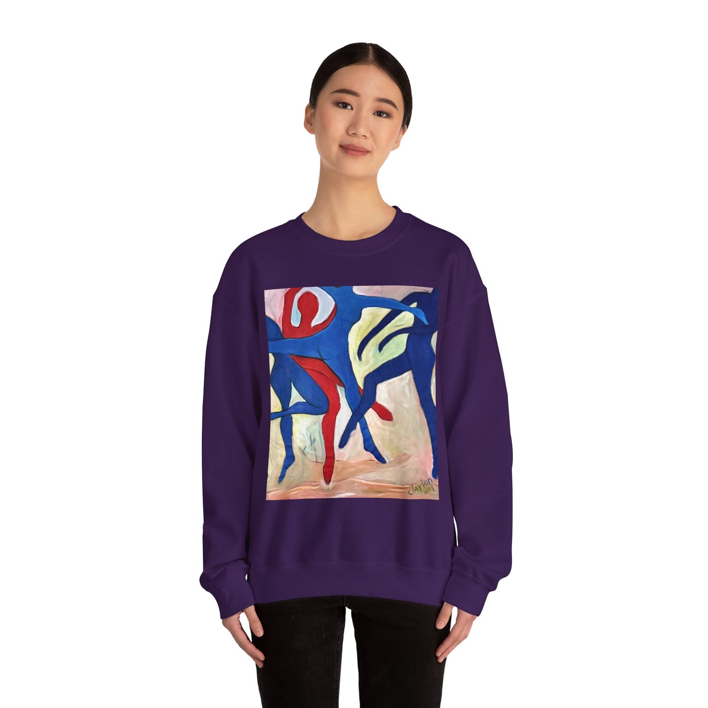 Dancer Art Crewneck Sweatshirt - Vibrant Abstract Painting by Alvin Clayton