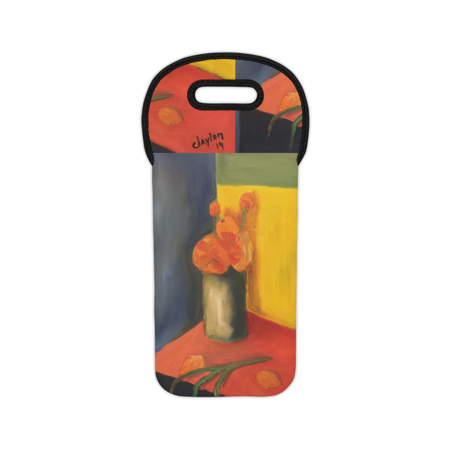 Neoprene Wine Tote - Simple and Colorful Abstract Art by Alvin Clayton