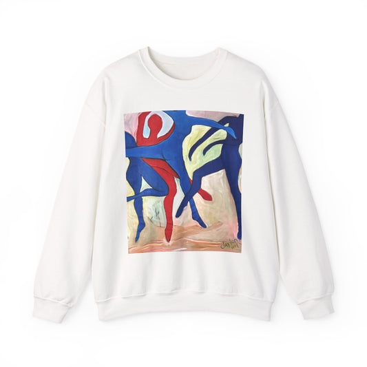 Dancer Art Crewneck Sweatshirt - Vibrant Abstract Painting by Alvin Clayton