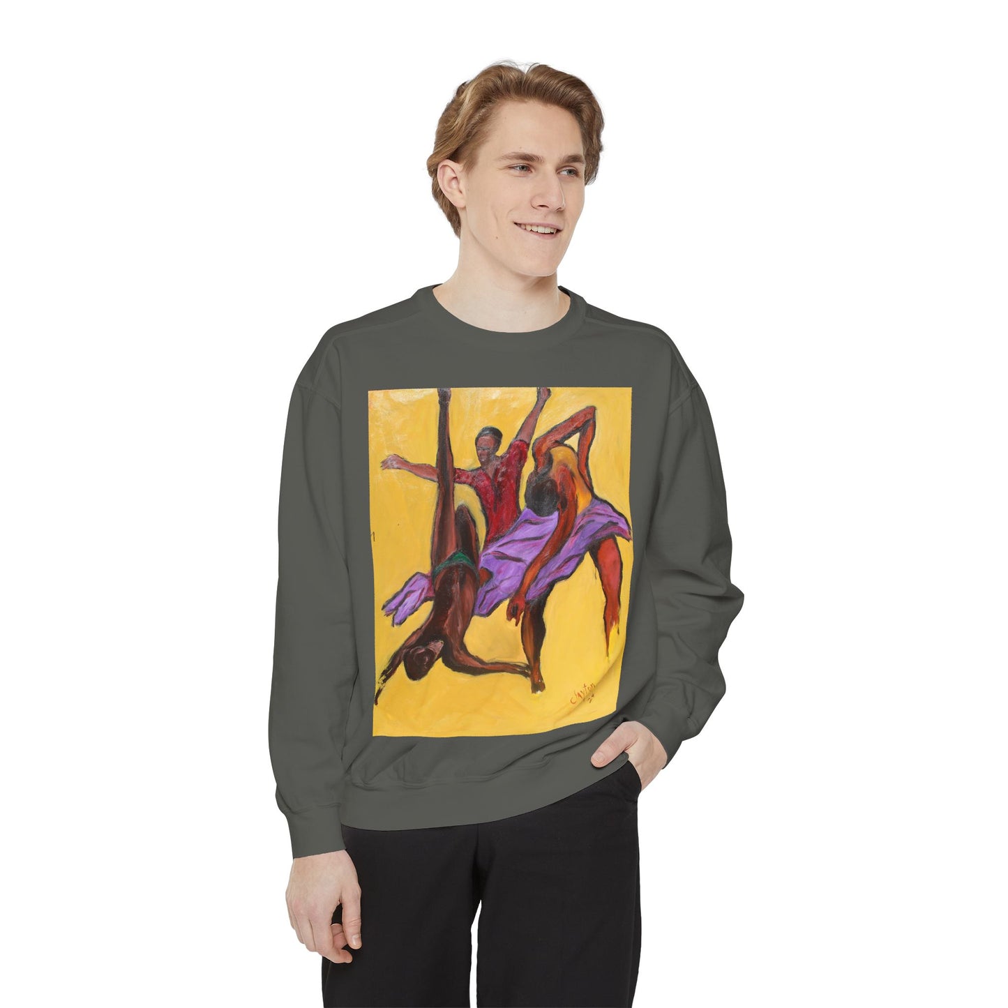 Colorful Abstract Art Crewneck Sweatshirt - The Power of Dance I by Alvin Clayton