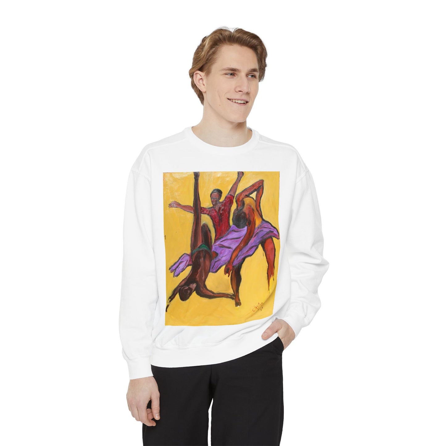 Colorful Abstract Art Crewneck Sweatshirt - The Power of Dance I by Alvin Clayton