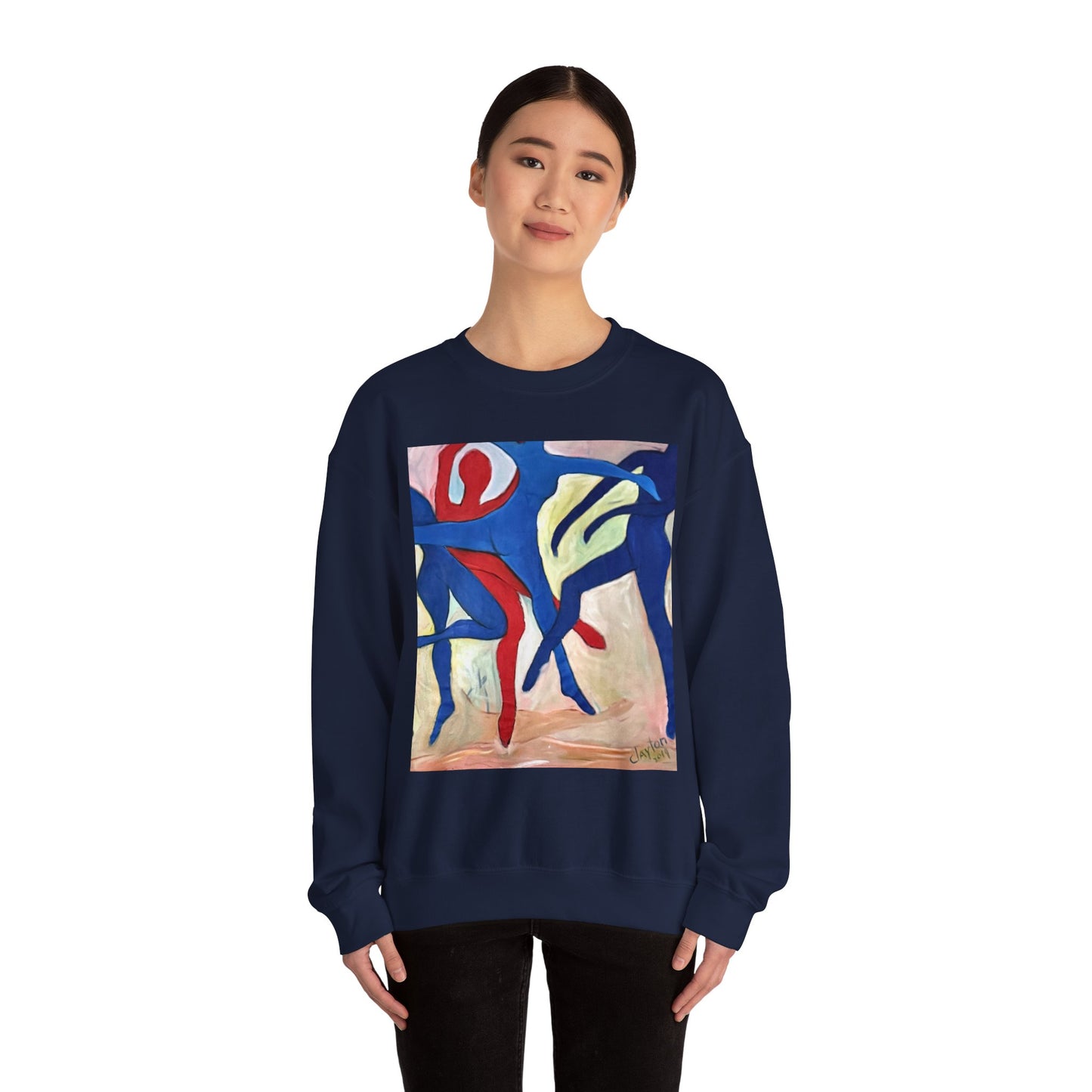 Dancer Art Crewneck Sweatshirt - Vibrant Abstract Painting by Alvin Clayton