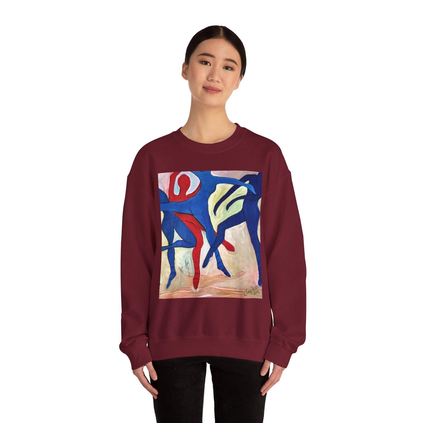 Dancer Art Crewneck Sweatshirt - Vibrant Abstract Painting by Alvin Clayton