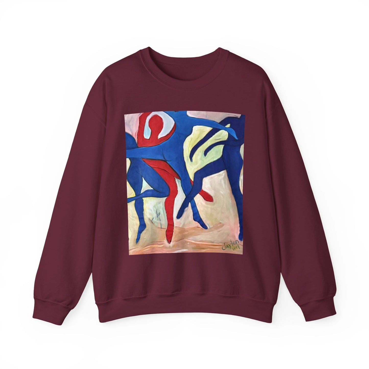 Dancer Art Crewneck Sweatshirt - Vibrant Abstract Painting by Alvin Clayton