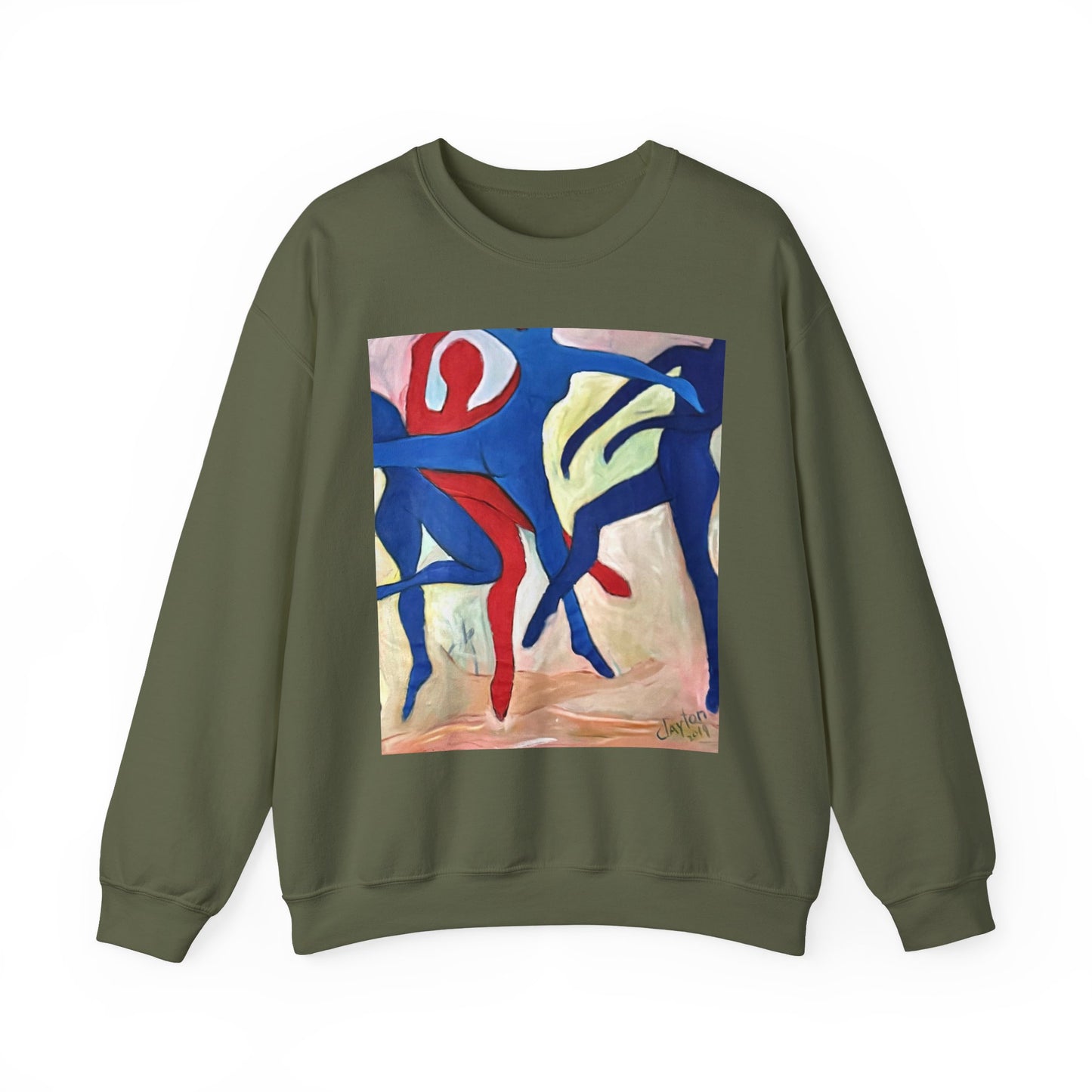 Dancer Art Crewneck Sweatshirt - Vibrant Abstract Painting by Alvin Clayton