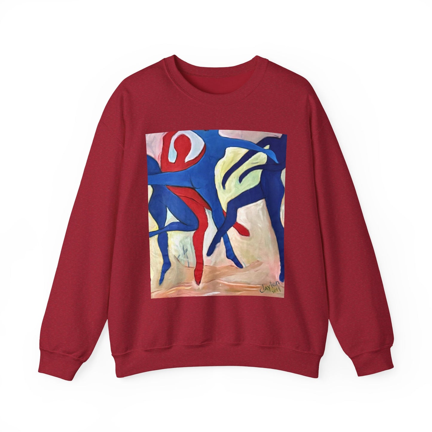 Dancer Art Crewneck Sweatshirt - Vibrant Abstract Painting by Alvin Clayton