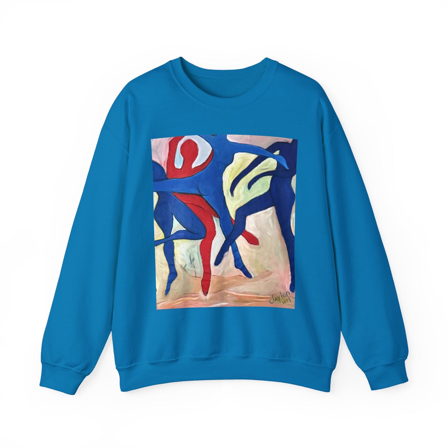 Dancer Art Crewneck Sweatshirt - Vibrant Abstract Painting by Alvin Clayton