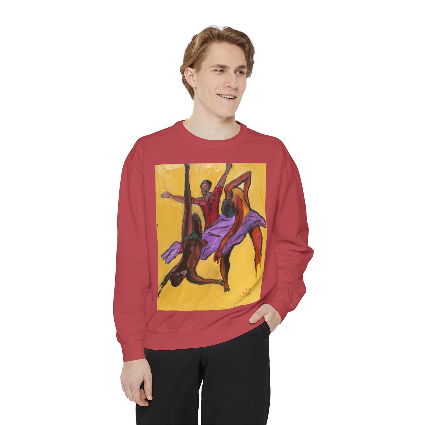 Colorful Abstract Art Crewneck Sweatshirt - The Power of Dance I by Alvin Clayton