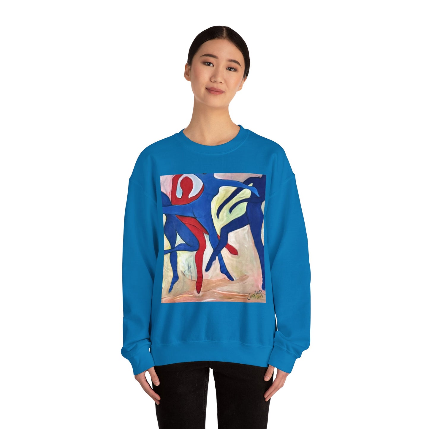 Dancer Art Crewneck Sweatshirt - Vibrant Abstract Painting by Alvin Clayton