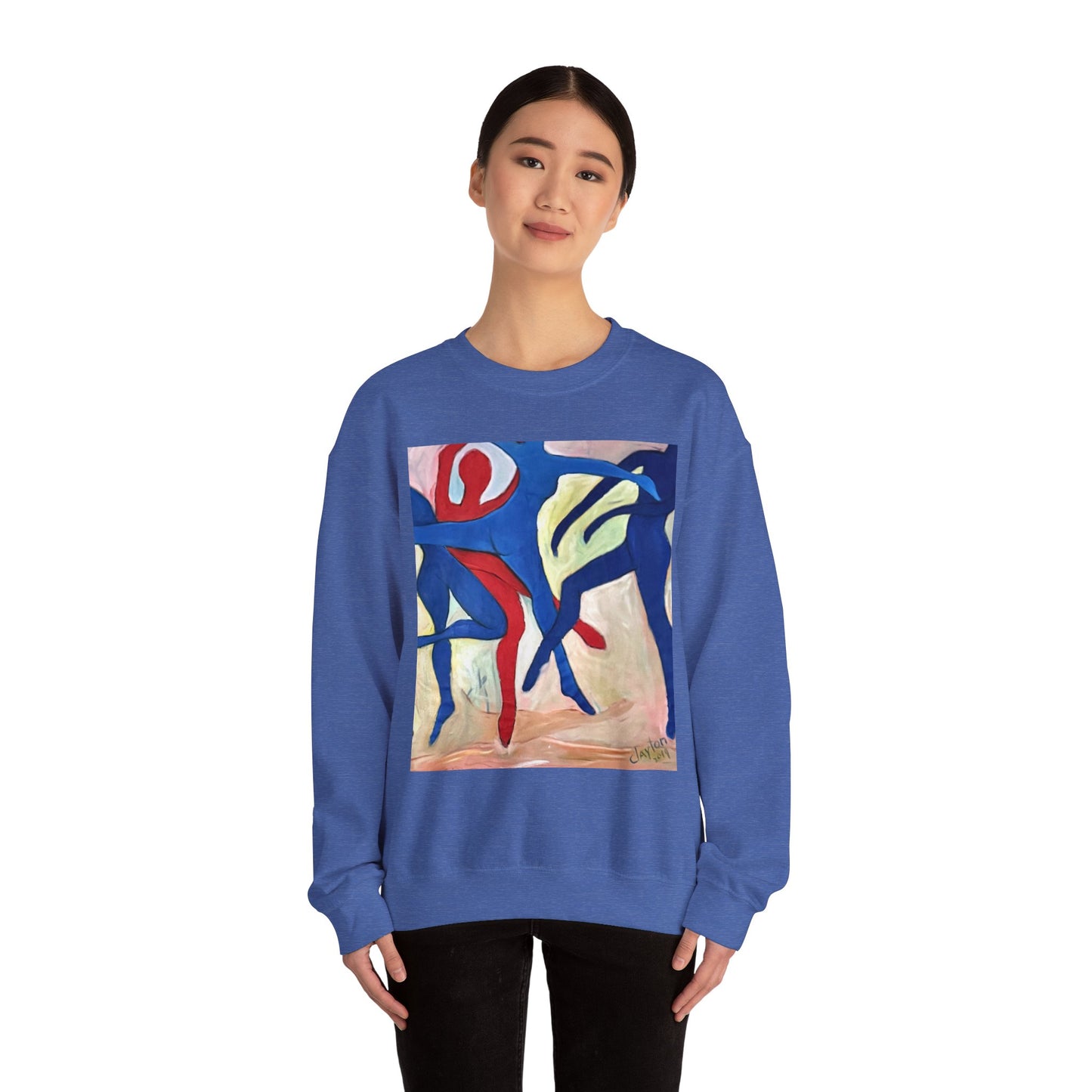 Dancer Art Crewneck Sweatshirt - Vibrant Abstract Painting by Alvin Clayton