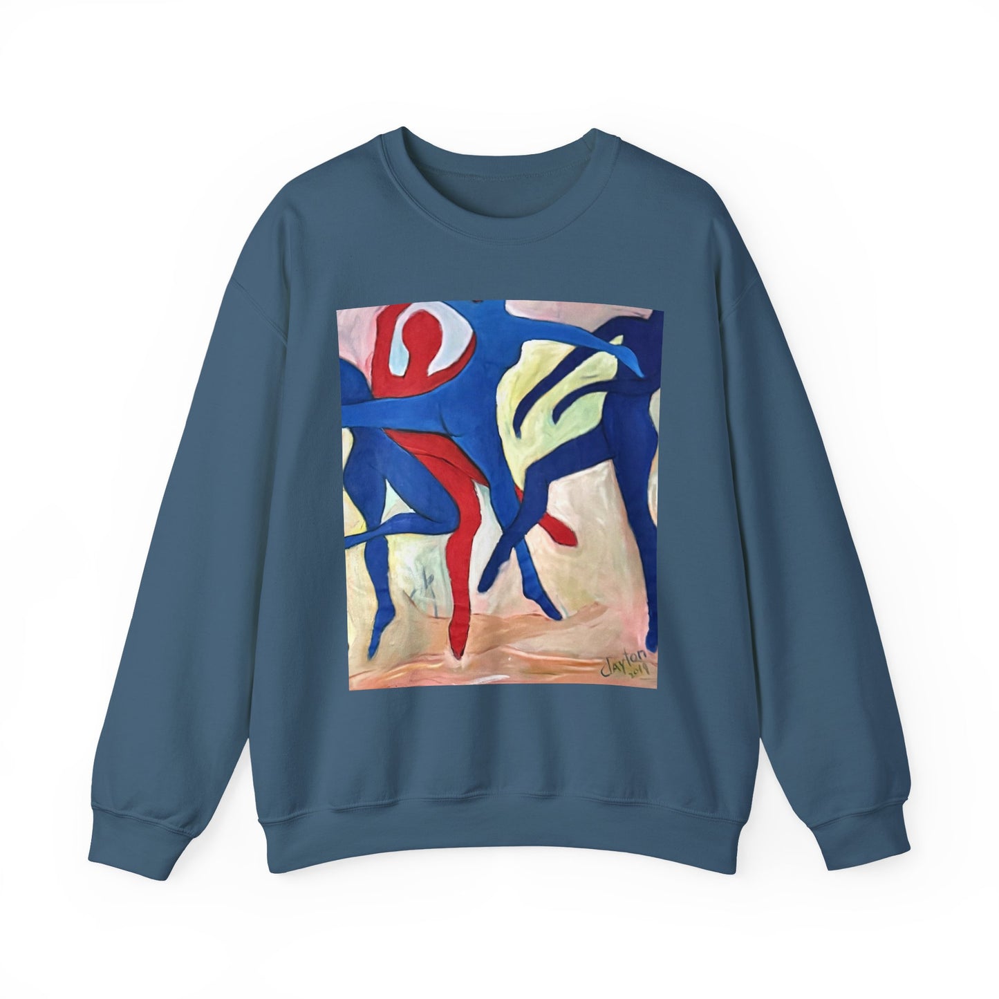 Dancer Art Crewneck Sweatshirt - Vibrant Abstract Painting by Alvin Clayton
