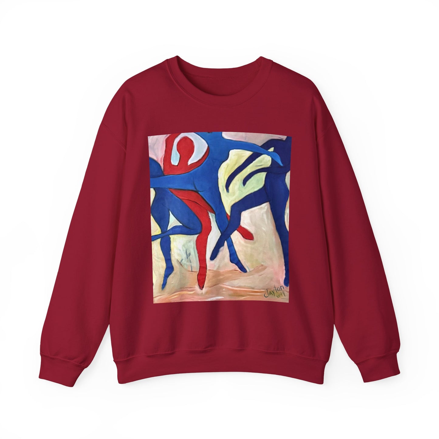 Dancer Art Crewneck Sweatshirt - Vibrant Abstract Painting by Alvin Clayton