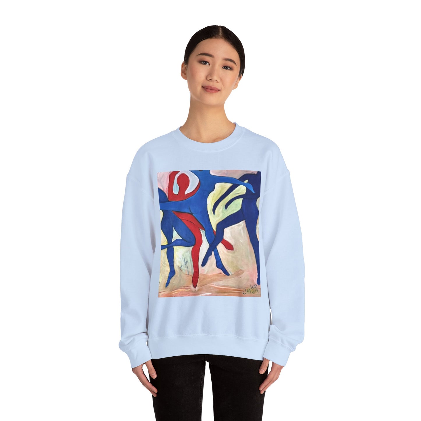 Dancer Art Crewneck Sweatshirt - Vibrant Abstract Painting by Alvin Clayton