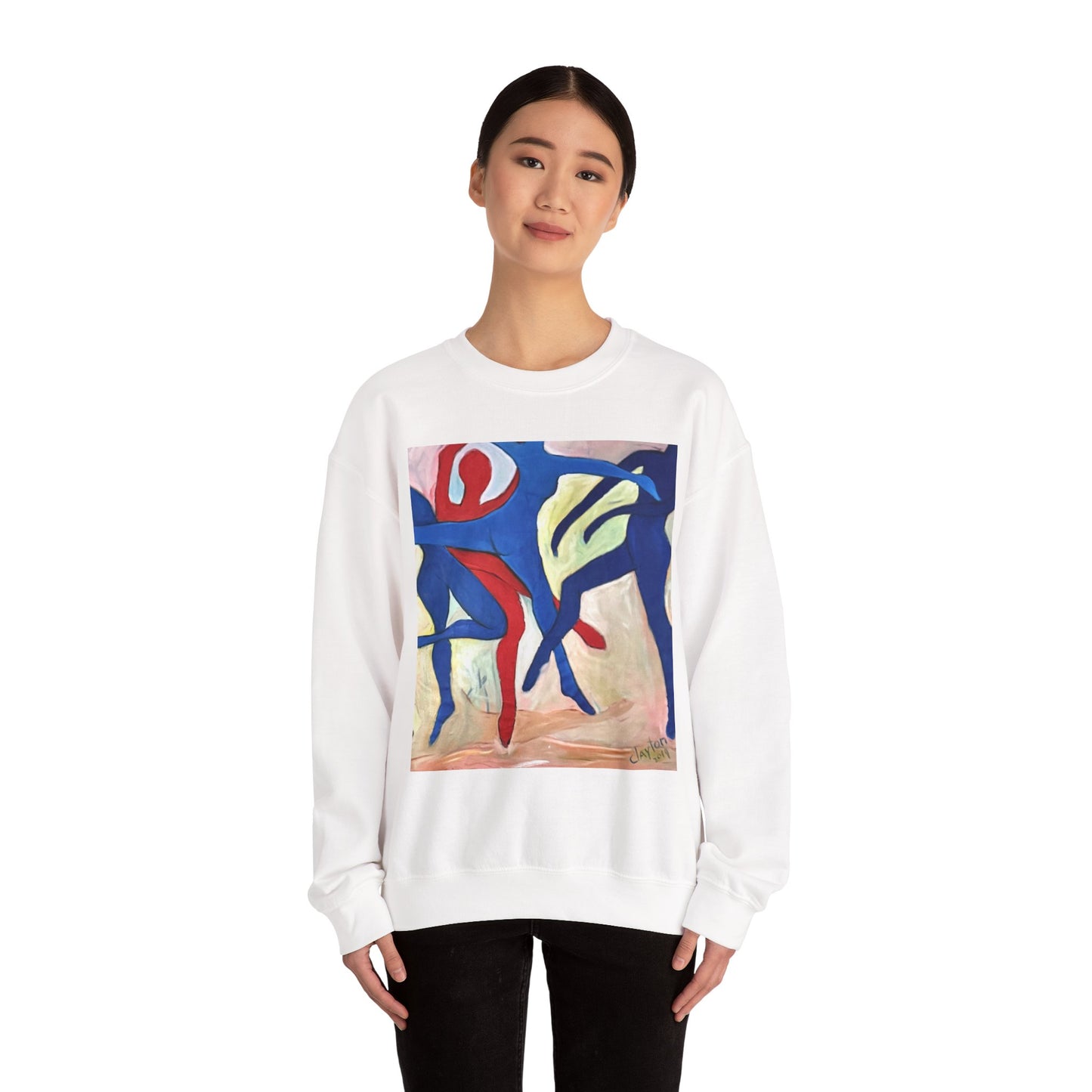 Dancer Art Crewneck Sweatshirt - Vibrant Abstract Painting by Alvin Clayton