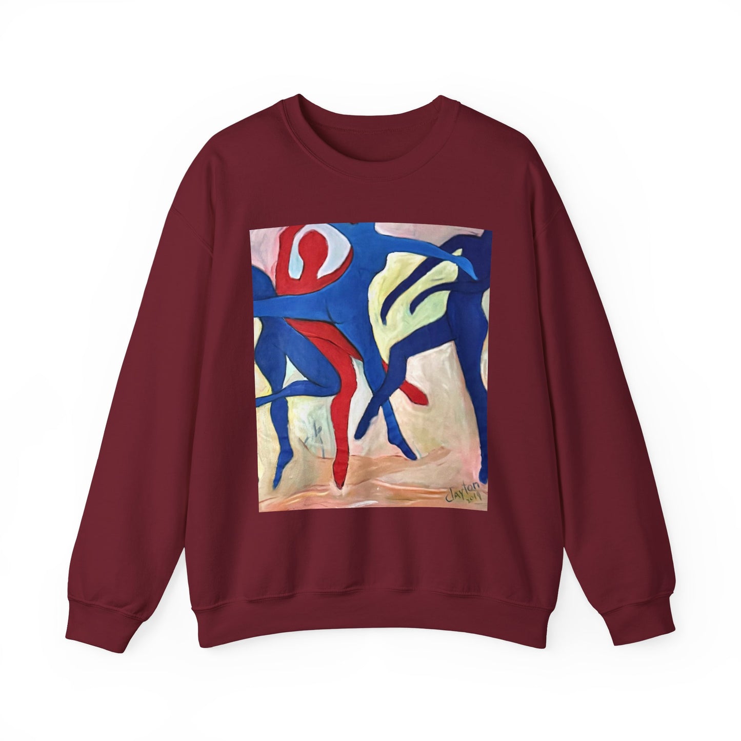 Dancer Art Crewneck Sweatshirt - Vibrant Abstract Painting by Alvin Clayton