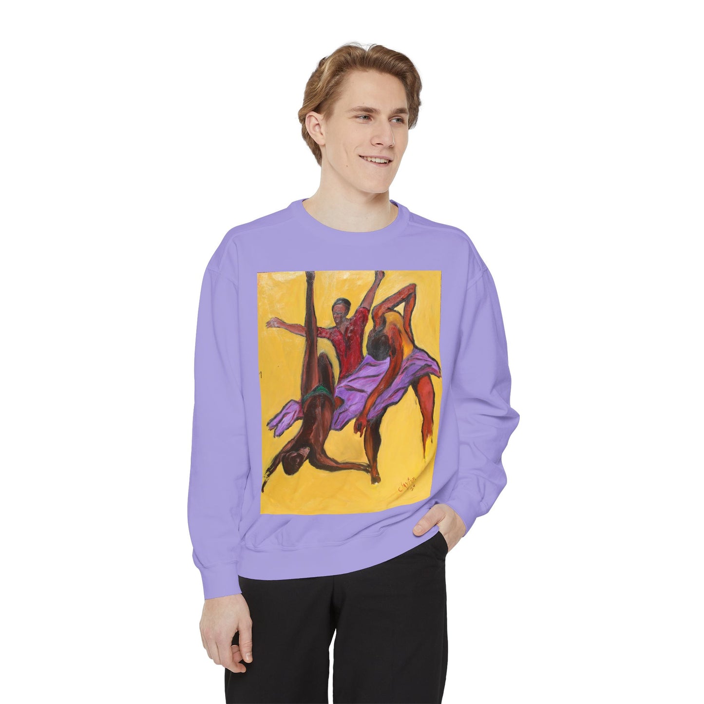 Colorful Abstract Art Crewneck Sweatshirt - The Power of Dance I by Alvin Clayton